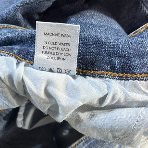 Judy Blue Jeans Womens 14W Blue Skinny Fit Distressed Plaid Patch Cuffed Red - Picture 12 of 15